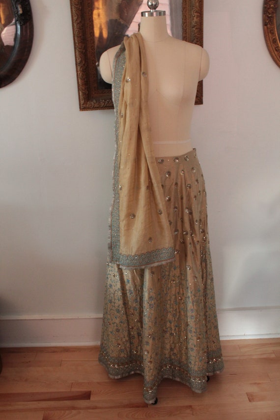 Vintage Ruchira Asnani Beaded Silk Lehenga Skirt a