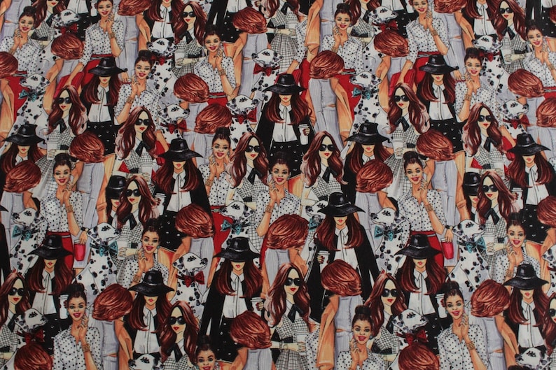 Joann Fabrics Packed Fashion Models Retro Print Quilting Etsy