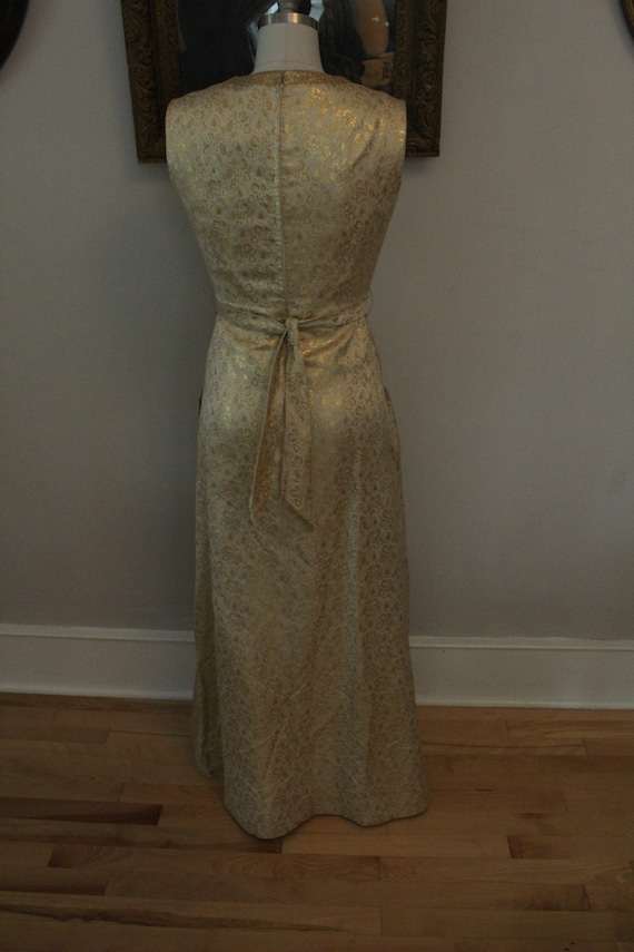 60's Sleeveless Aqua Crystal Brooch Gown main image 0