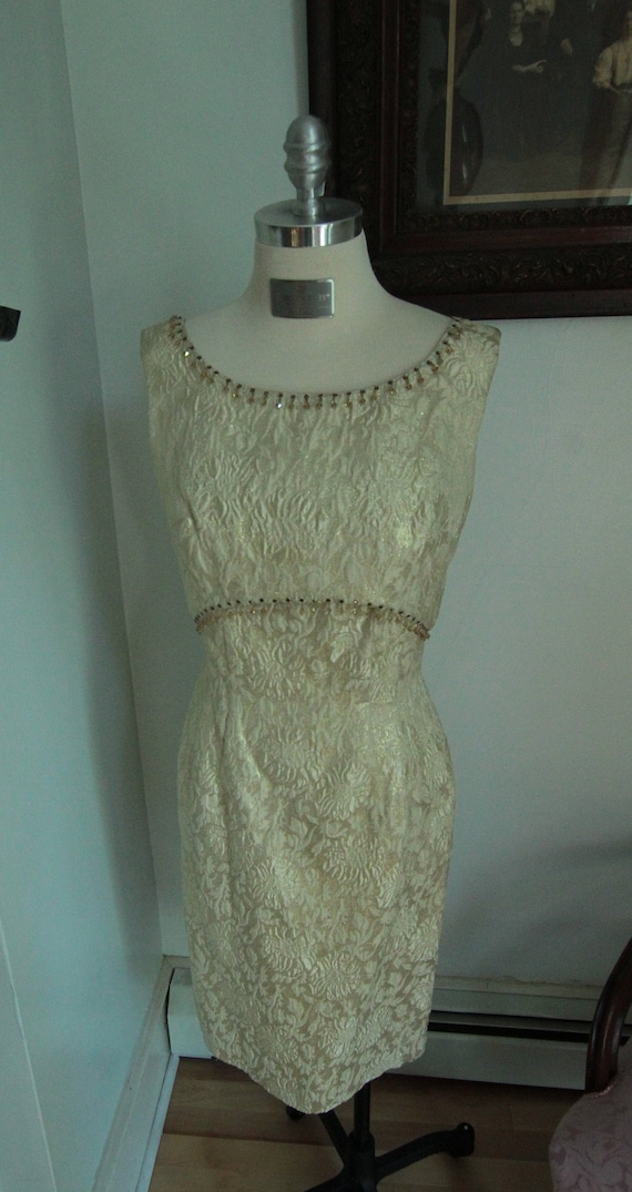 1960’s Convertible Gold Brocade Party Dress - image 1