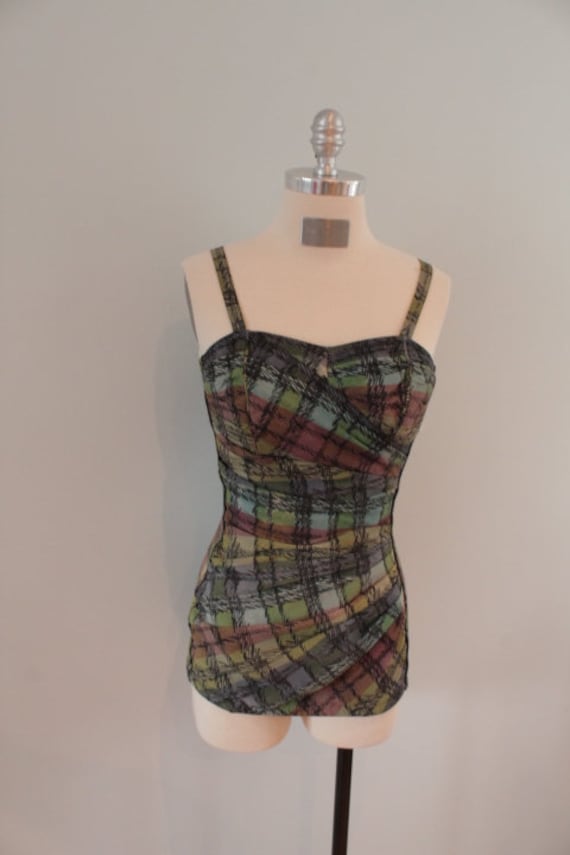 1950s antique plaid bathing - Gem