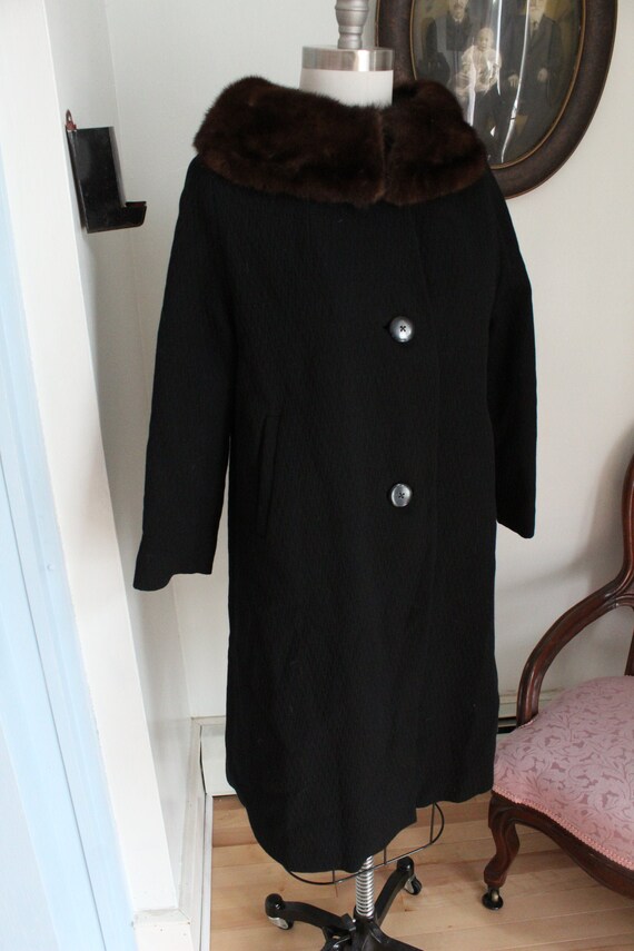 1960’s Black Swing Coat with Mink Collar