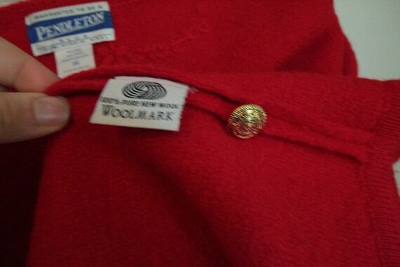 1980’s Red Wool Brass Button Pendleton Plus Cardi… - image 5