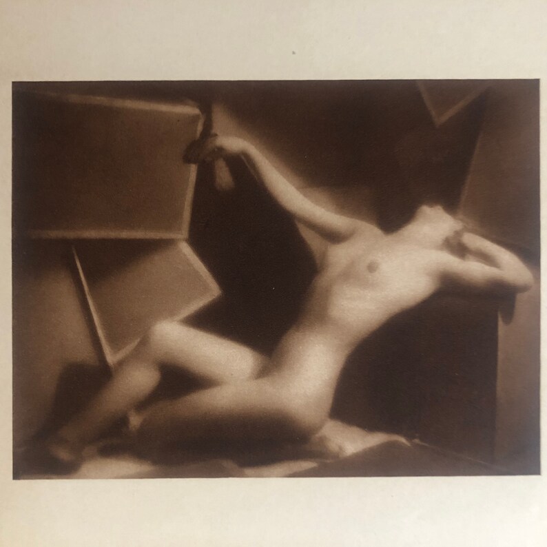 Vintage Nude Sepia Photograph on page from a Book of Nudes from the 1940s or 1950s image 3