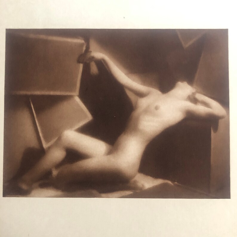 Vintage Nude Sepia Photograph on page from a Book of Nudes from the 1940s or 1950s image 1