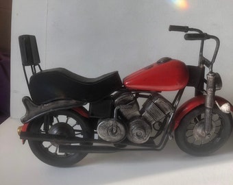 Escultura de motocicleta Harley Davidson roja vintage, regalo de motociclista