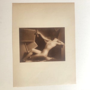 Vintage Nude Sepia Photograph on page from a Book of Nudes from the 1940s or 1950s image 2