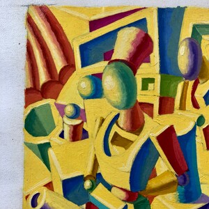 Figurative Futuristic Geometric Oil Painting Mounted on Canvas image 4