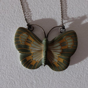 Royal Copenhagen necklace, pendant, butterfly porcelain jewelry