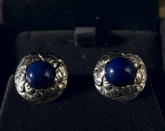 Boucles d'oreilles en argent sterling Georg Jensen avec lapis-lazuli #74