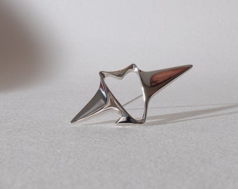 Georg Jensen Sterling Silver Blue Enamel Biomorphic Brooch #306