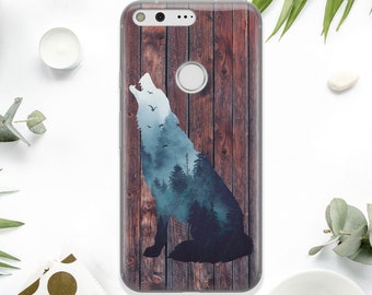 Wolf Pixel 6A Silicone Case Wooden Google Pixel 7 Case Forest Google Pixel 5 Case Fog Google Pixel 4 Cover Trees Google Pixel 6 Case AMM1020