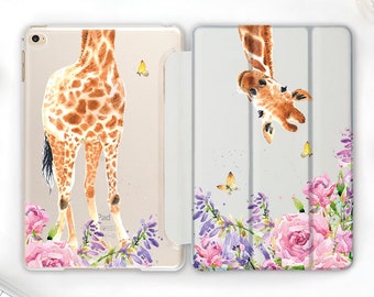 Flowers iPad Mini 6 Case iPad Pro 12.9 2021 Case iPad Pro 11.4 2021 Case iPad 10.2 Case iPad 9 Gen Smart Cover Giraffe Tablet Stand AMM6068