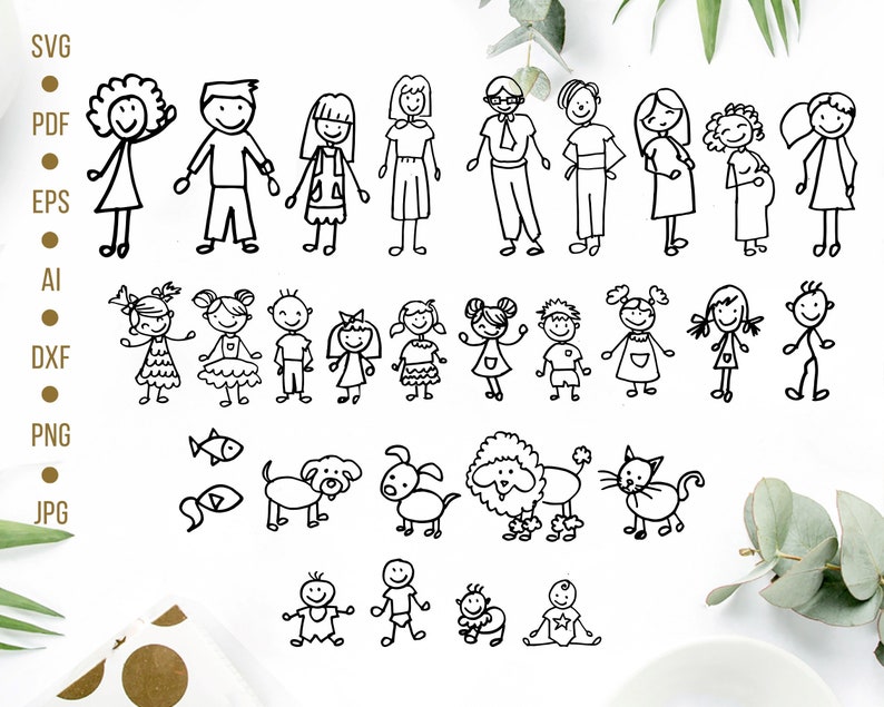 Download Stick Family Svg Bundle 30 In 1 Stick People Svg Stick Person Etsy