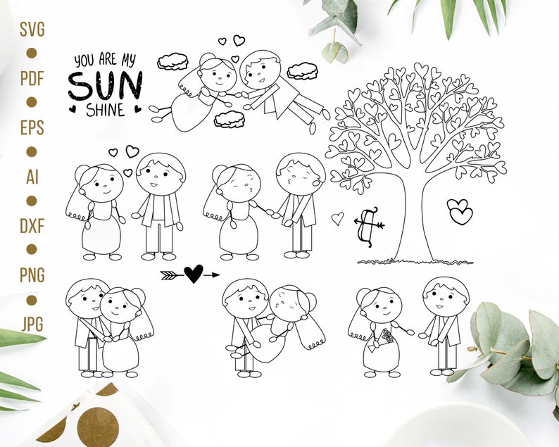 Download Weeding SVG Bundle Stick Family Clipart Just Married Svg | Etsy
