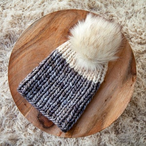 Luxury Knit Hat, Nokhu Beanie, Faux Fur Pom Beanie, Chunky Knit Hat, Handmade Hat, Knit Hat, Wool Beanie, Women&#39;s Knit Hat