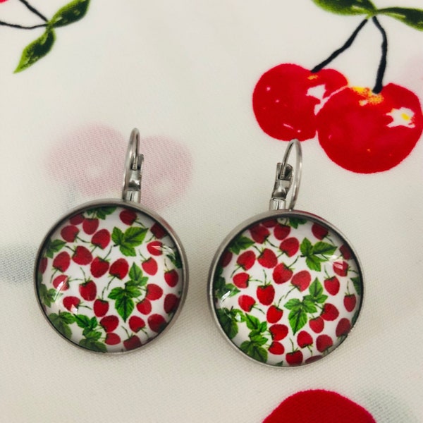 Boucles d’oreilles vintage Fraises framboises