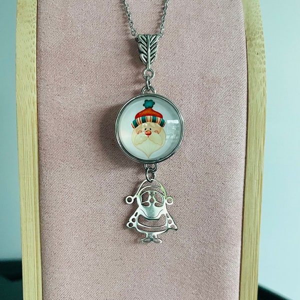 Collier enfant breloque « noel» avec bouton pression interchangeable au choix