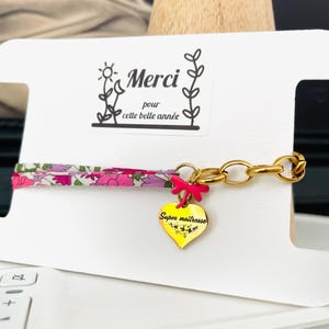 Liberty fabric and stainless steel bracelet “thank you teacher”