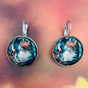 Cat pattern sleeper earrings