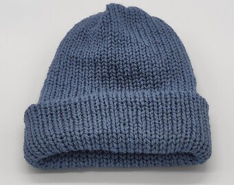 Bonnet bleu jean homme/femme/enfant double épaisseur