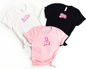 Sorority Big Little Reveal, Retro PINK TEXT, Cute Themed Customizable T-Shirts, Tees, College shirts