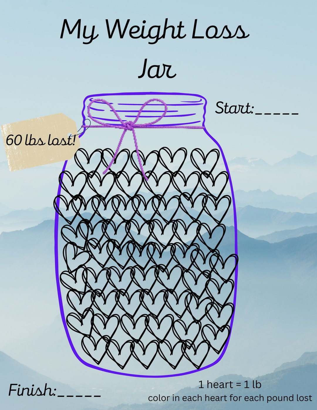 Weight Loss Jar Printable / Digital File Etsy