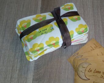 Set of 10 large organic cotton flannel wipes.