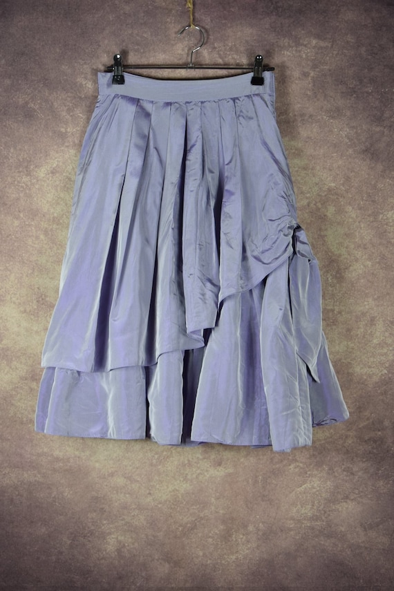 S_022) Vintage 80 's Lavender pleated volume midi… - image 1