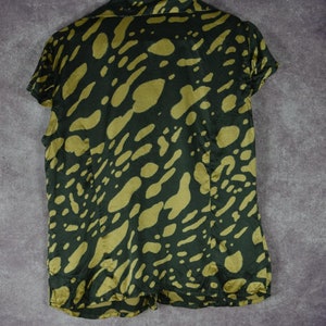 DB_002 Vintage 90's Pierre Cardin design olive green spot printed 100% silk summer blouse image 5