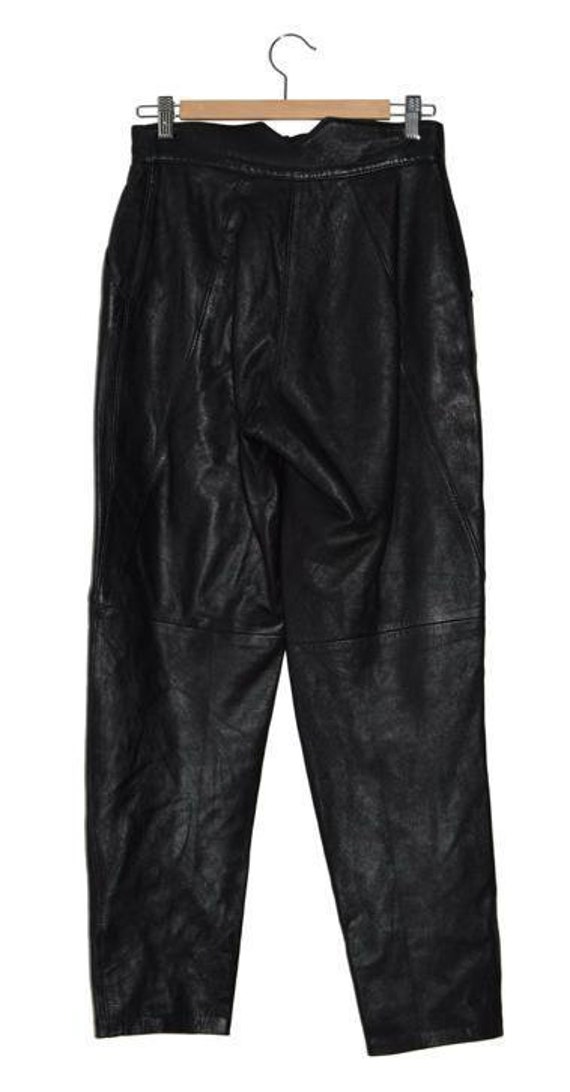 P_003) Vintage 80 's black leather high waist ' M… - image 4