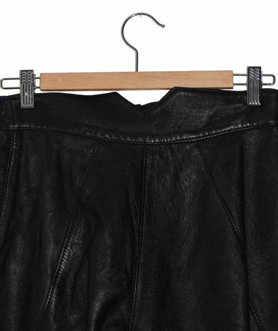 P_003) Vintage 80 's black leather high waist ' M… - image 5