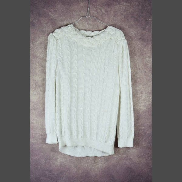 SW_011) Vintage 70/80's white soft cable sweater