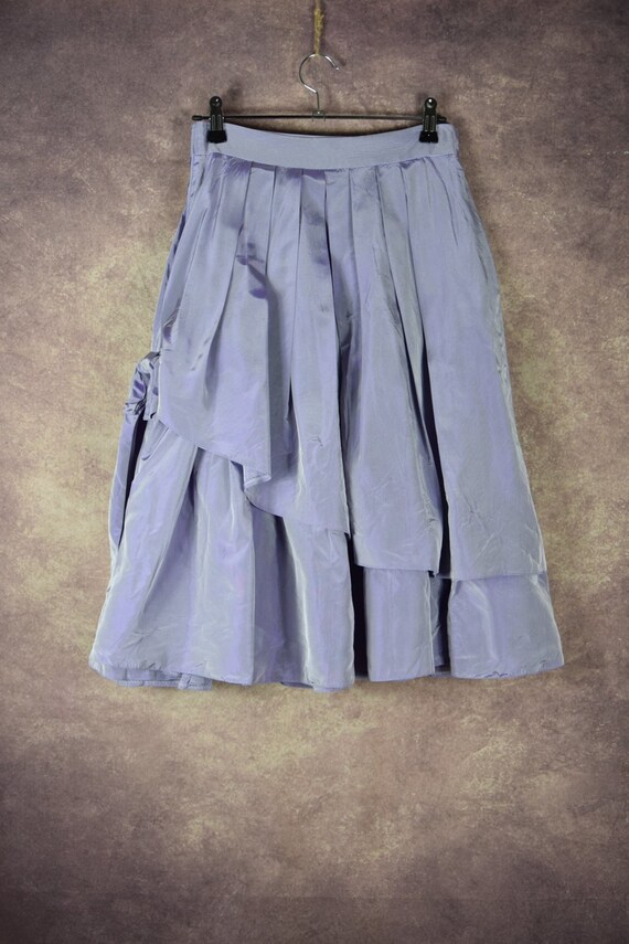 S_022) Vintage 80 's Lavender pleated volume midi… - image 5