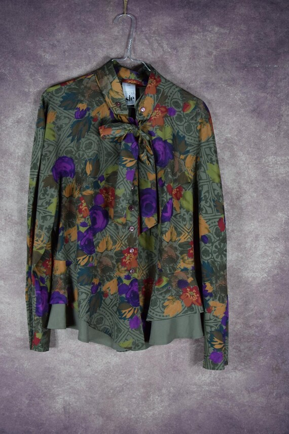 B_056) Vintage 80 's Forest printed green autumn c