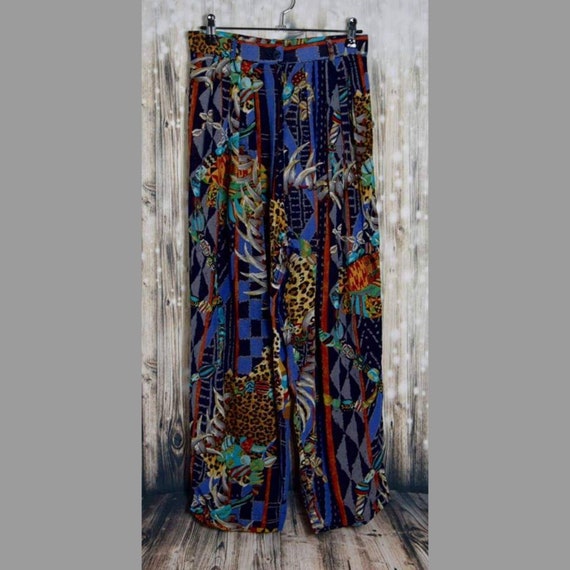 P_005) Vintage 80's multicolor print high waist s… - image 1