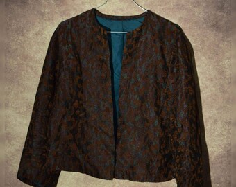 J_004) Vintage 90 's brown metallic chic vest Jacket