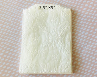 25 Fancy Flower Embossed Glassine Bags, 3.75 x 5”