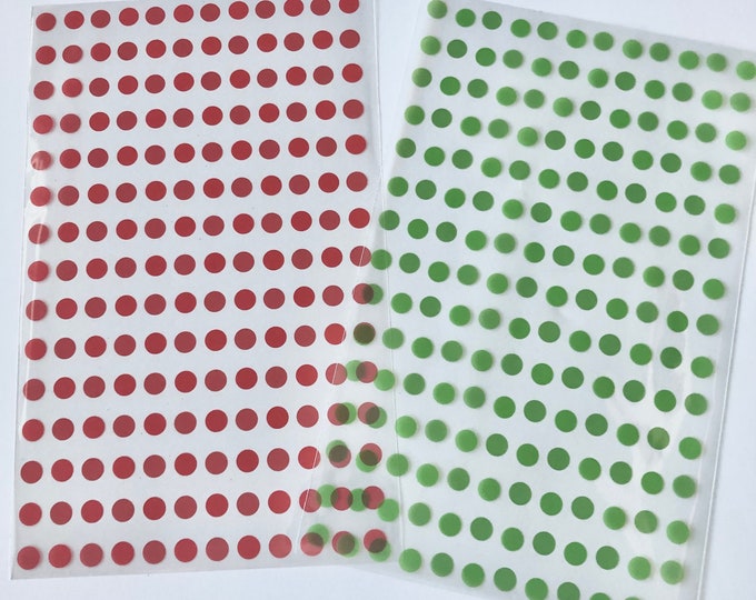 20 Clear Green and Red Dot Bags Christmas Cello Bags Holiday Nut Bags Xmas Candy Bags Holiday Cookie Sacks 5x8 Clear Favor Bags