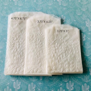 25 Vine Glassine Embossed Bags, Take Home Treat Bags, Candy Bar Bags, Wedding Favors, Engagement Bags, Wax Textured Bags