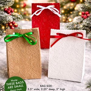 20 Small Tiny Tree Embossed Favor Bags, Available in 3 Colors