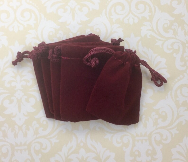 10 Burgundy Flat Velour Drawstring Jewelry Bags Dice Bag Etsy