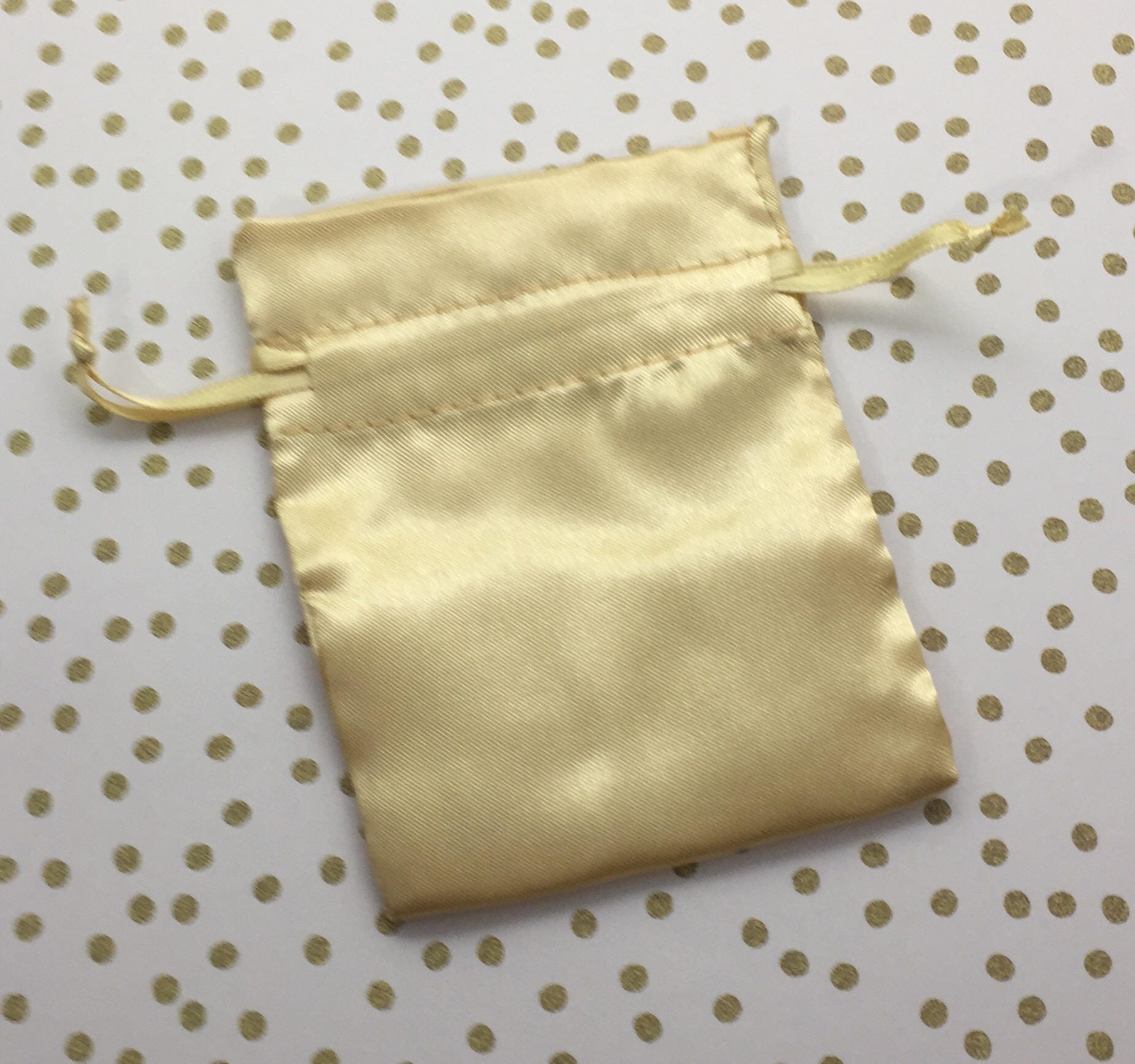 10 Gold Satin Bags Drawstring Craft Supply Jewelry Gift Bag Etsy