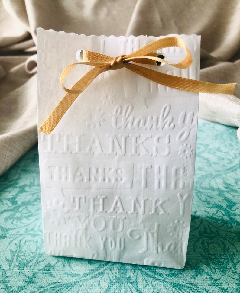 20 Small Thank You Bags Embossed Paper Bags Bridal Shower Etsy