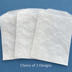 25 Cloud Embossed Glassine Bags, Available in 3 Designs, 3.75” x5”