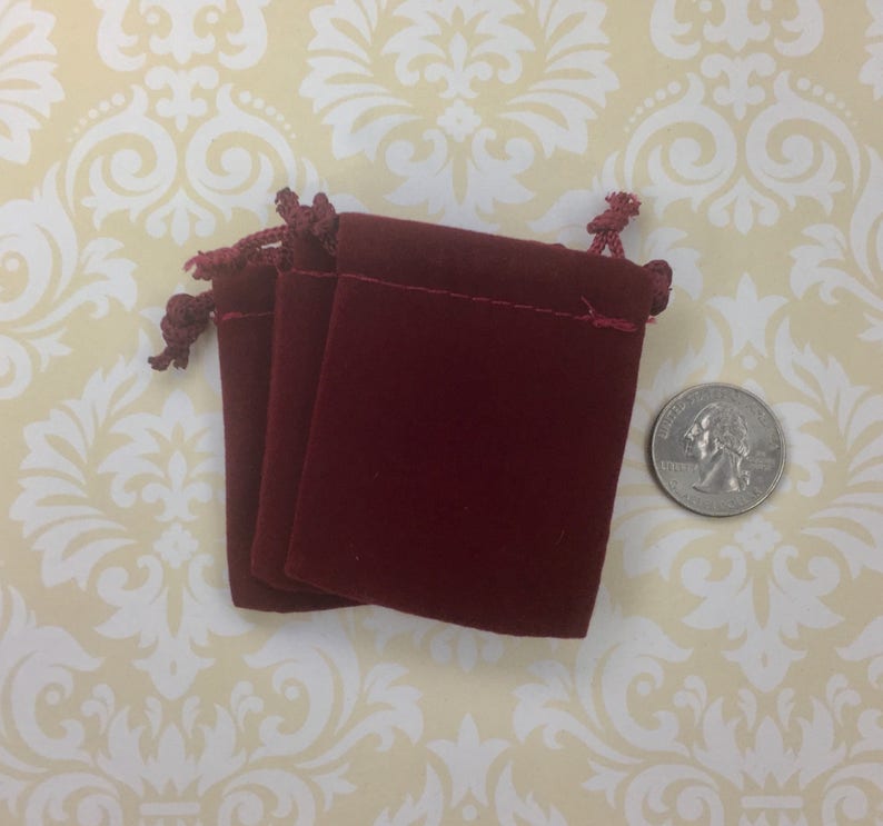 10 Burgundy Flat Velour Drawstring Jewelry Bags Dice Bag Etsy
