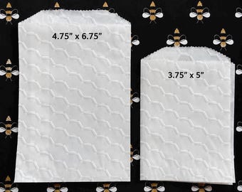 25 Embossed Honeycomb Glassine Bags sold in 2 sizes