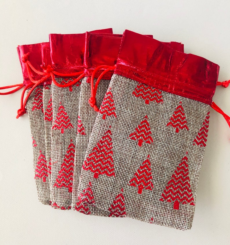 5 Christmas Tree Bags Christmas Burlap Bags Rustic Holiday Etsy