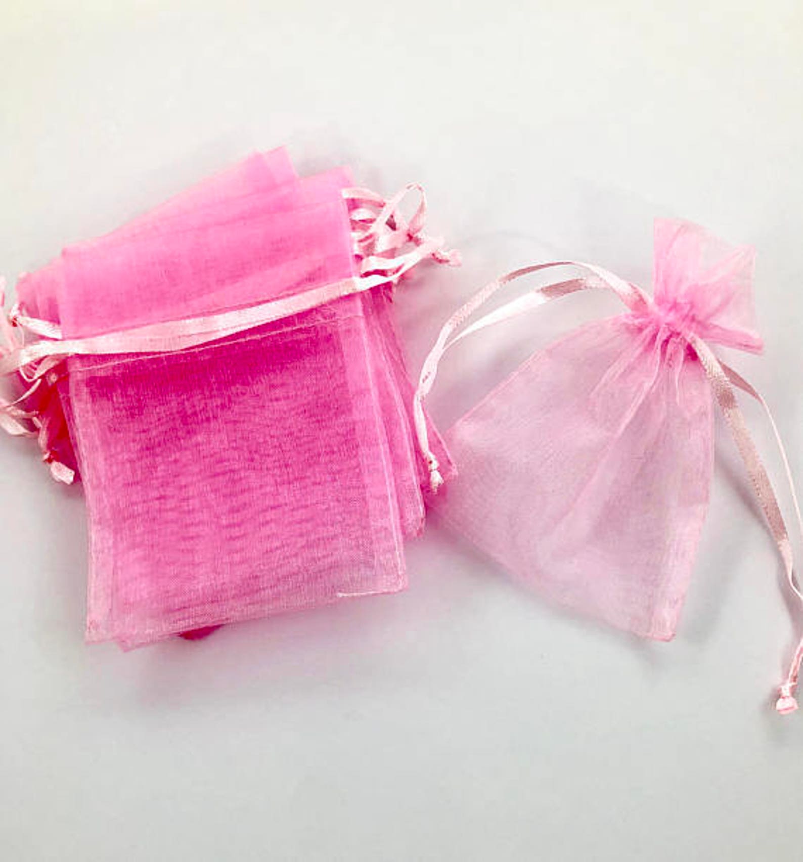 10 Pink Organza Bags Drawstring Bachelorette Party Favor Etsy