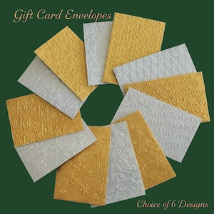 10 Shimmery Mini Gold or Silver Embossed Envelopes, Gift and Business Card Holder, 4” x 2.7”